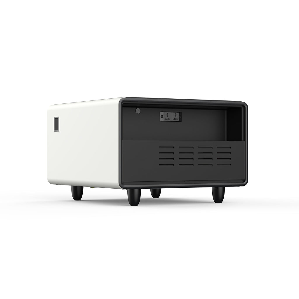 Modern Smart Side Table with Built-in Fridge, Wireless Charging, Temperature Control, Power Socket, USB Ports, Outlet Protection, Induction Light, White 