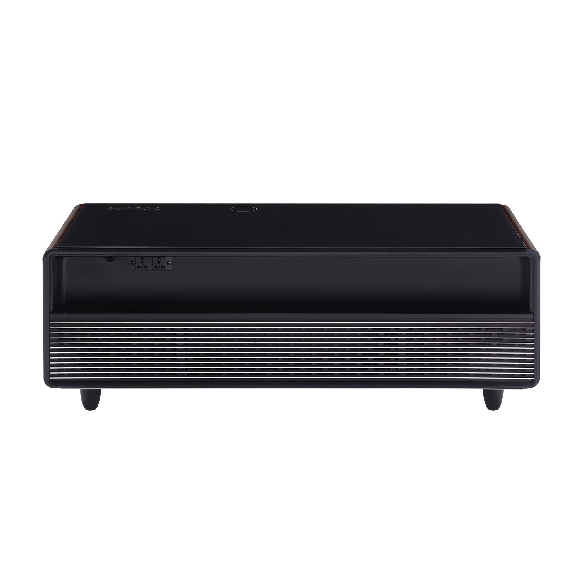 Modern Smart Coffee Table with Built-in Fridge, Bluetooth Speaker, Wireless Charging Module, Touch Control Panel, Power Socket, USB Interface, Outlet Protection, Atmosphere light, and More, Brown 