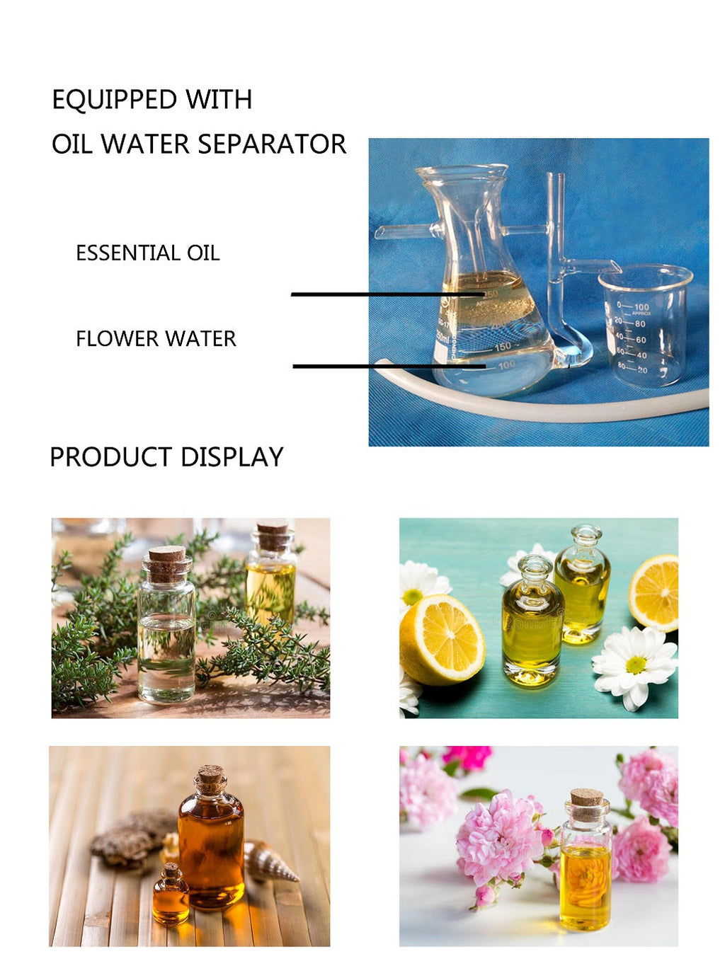 Portable pure copper decomposition for household use distillation with essential oil separator