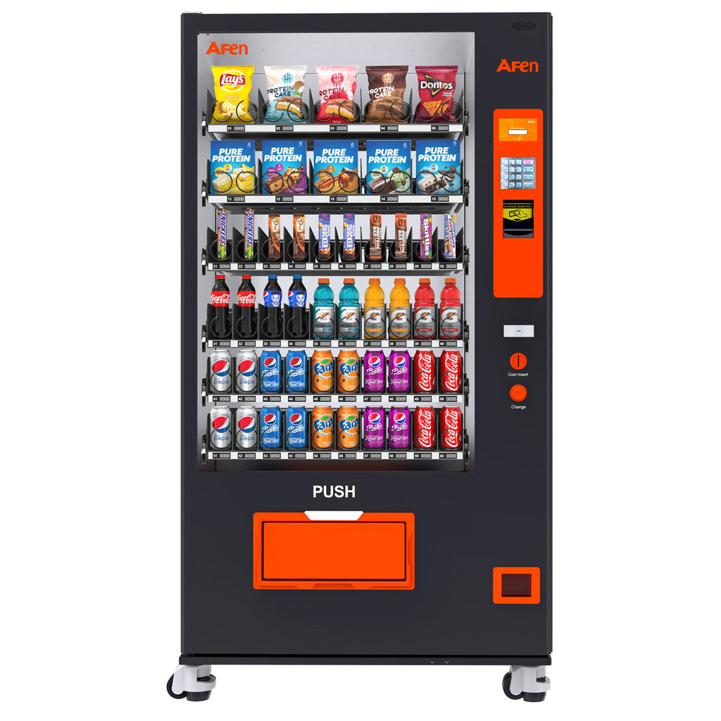 Snack & Drink Combo Vending Machine Refrigerated Large 60 Slots Commercial Vending Machine Durable Cashless Beverage Vending Machine for Business, Caster Design, Bill Acceptor
