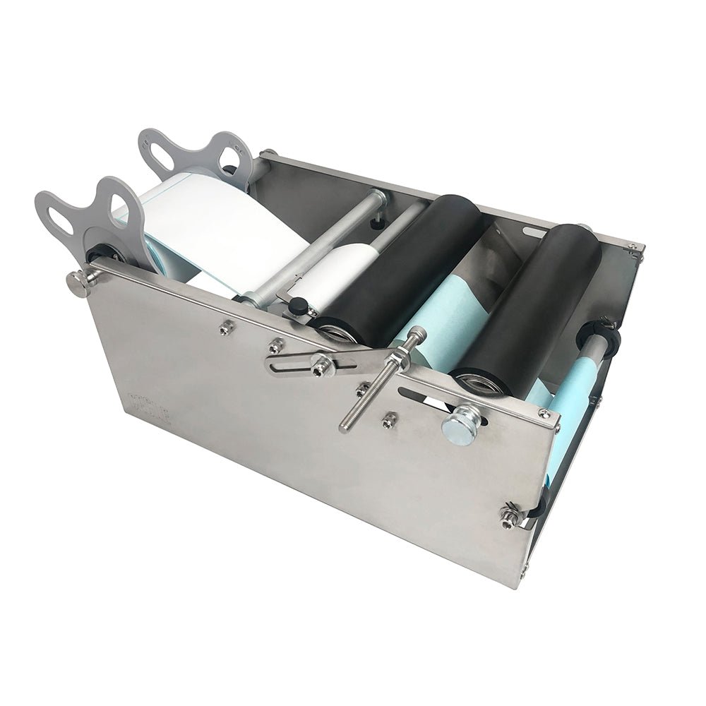 ML-50 manual round disinfectant bottle labeling machine , hand PET water hand sanitizer bottle label applicator