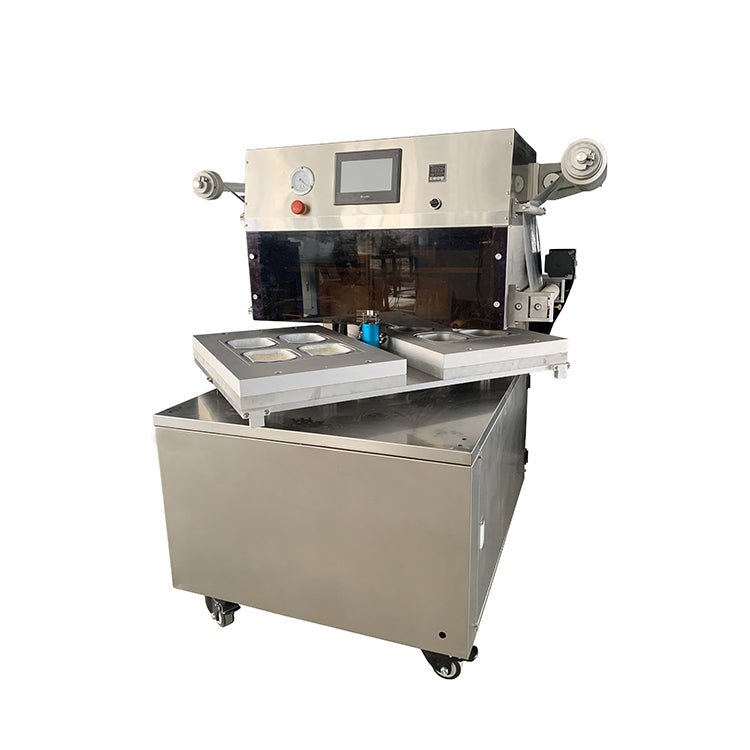 Vacuum skin packaging machine, Rotary cooked food tray vacuum skin packing machine ,for seafood/steak/pork/fish